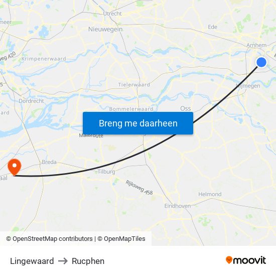 Lingewaard to Rucphen map