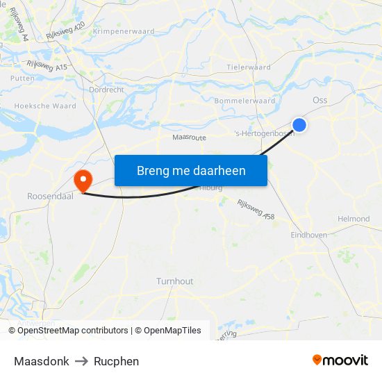 Maasdonk to Rucphen map
