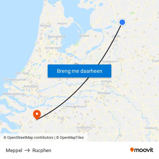 Meppel to Rucphen map