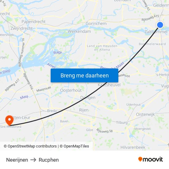 Neerijnen to Rucphen map