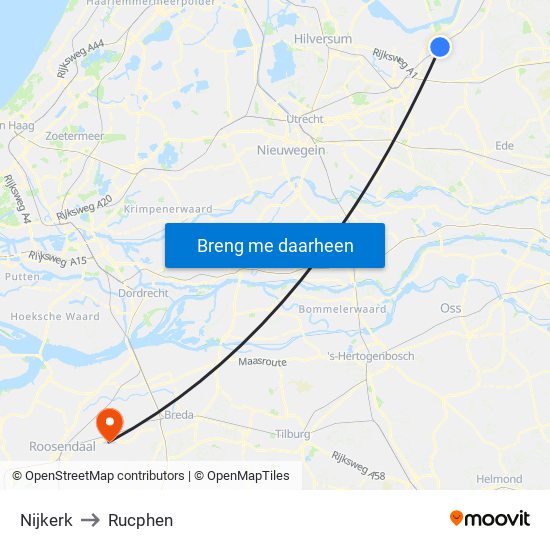 Nijkerk to Rucphen map