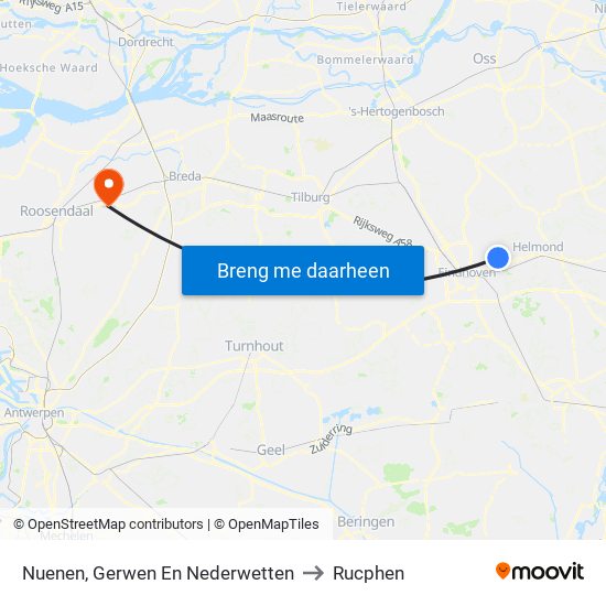 Nuenen, Gerwen En Nederwetten to Rucphen map
