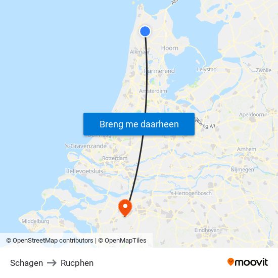 Schagen to Rucphen map