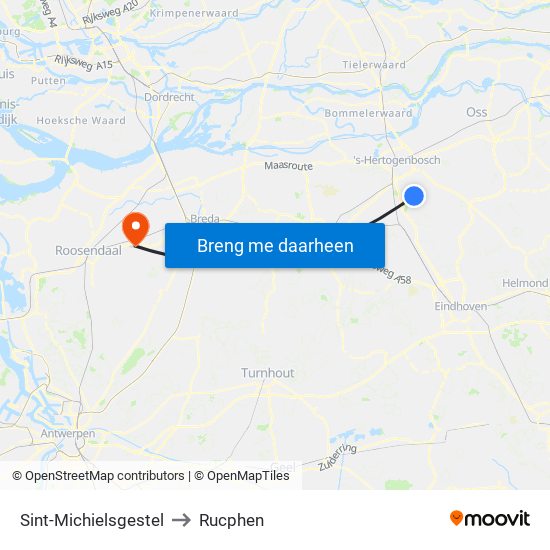 Sint-Michielsgestel to Rucphen map