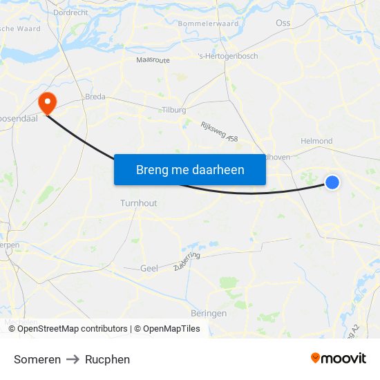 Someren to Rucphen map