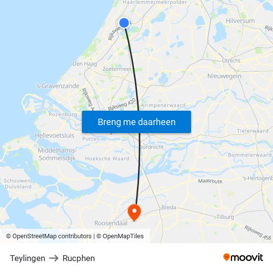 Teylingen to Rucphen map