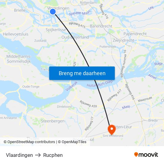 Vlaardingen to Rucphen map