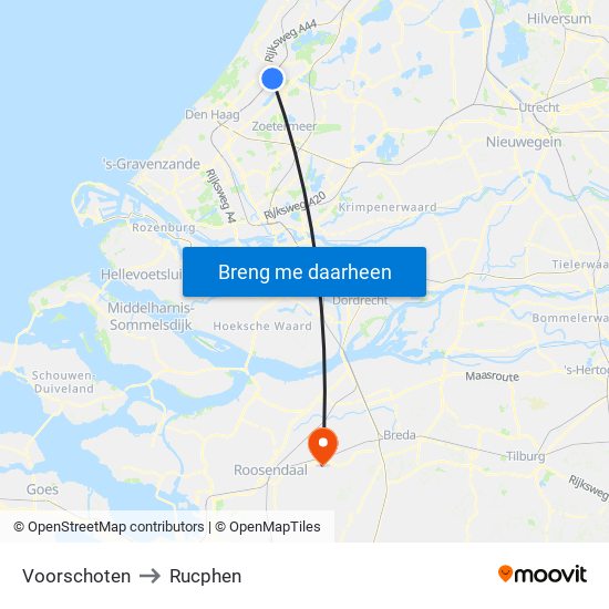 Voorschoten to Rucphen map