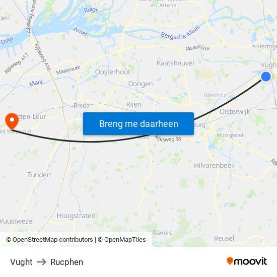 Vught to Rucphen map