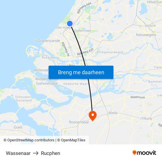 Wassenaar to Rucphen map