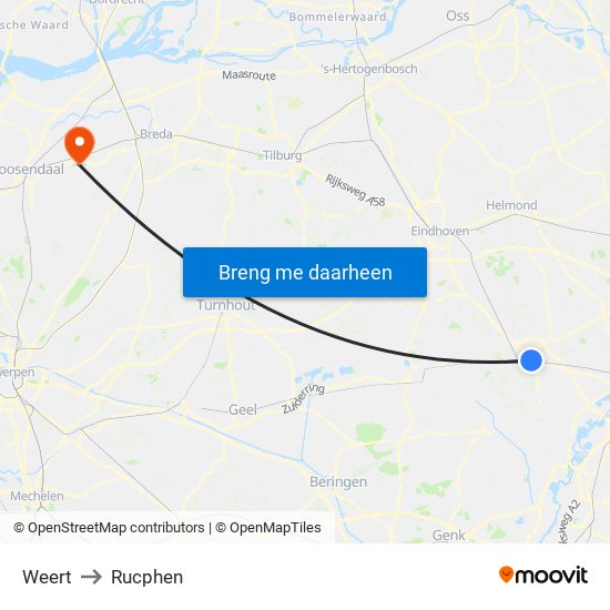 Weert to Rucphen map