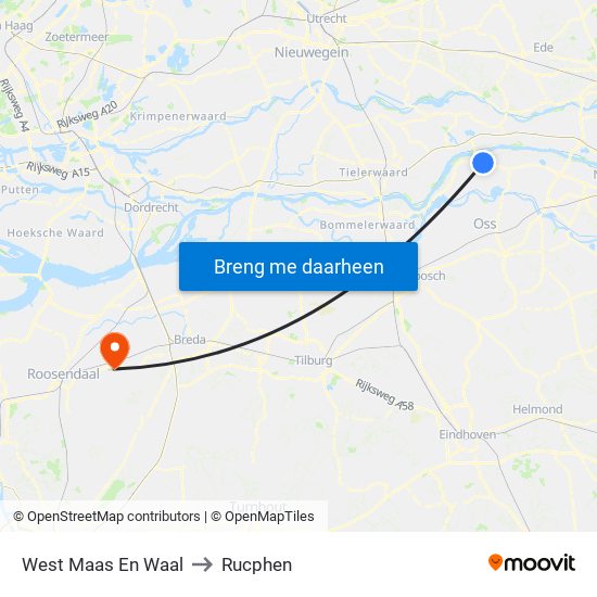 West Maas En Waal to Rucphen map