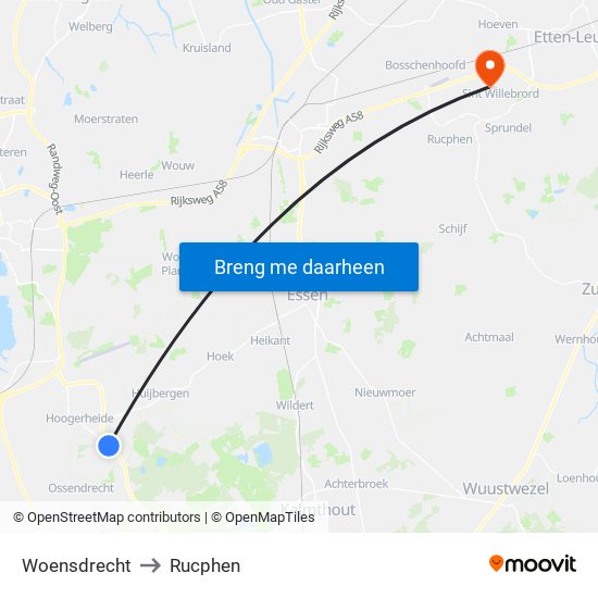 Woensdrecht to Rucphen map