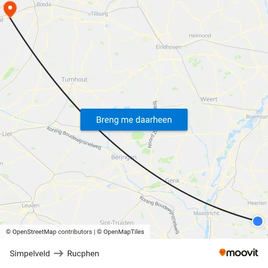 Simpelveld to Rucphen map