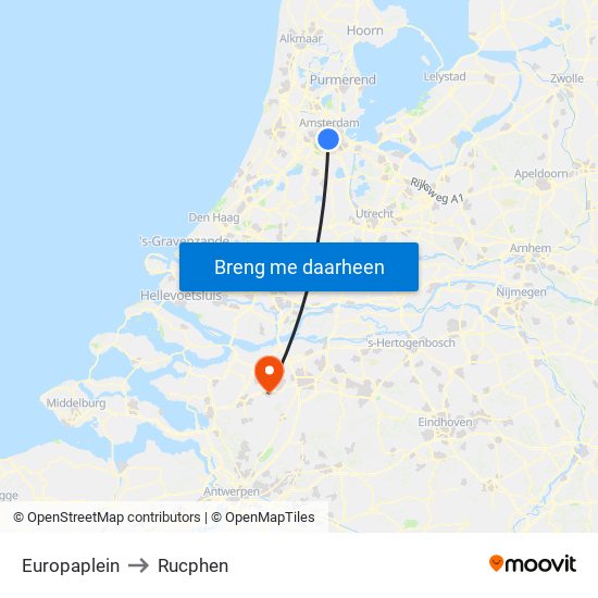 Europaplein to Rucphen map