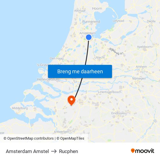Amsterdam Amstel to Rucphen map
