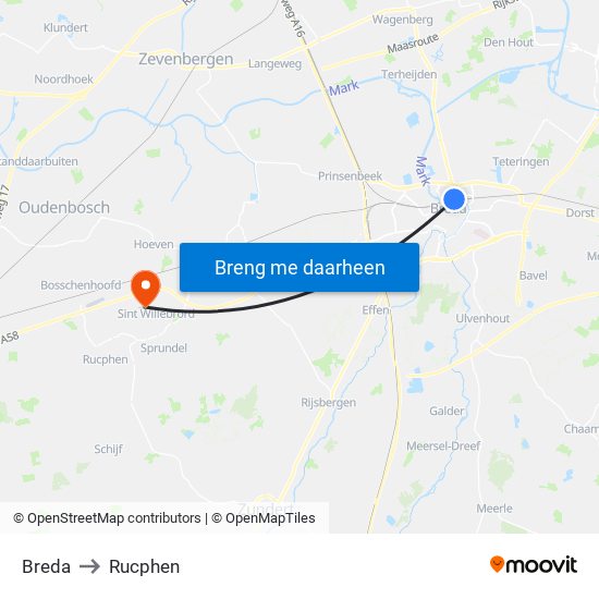 Breda to Rucphen map