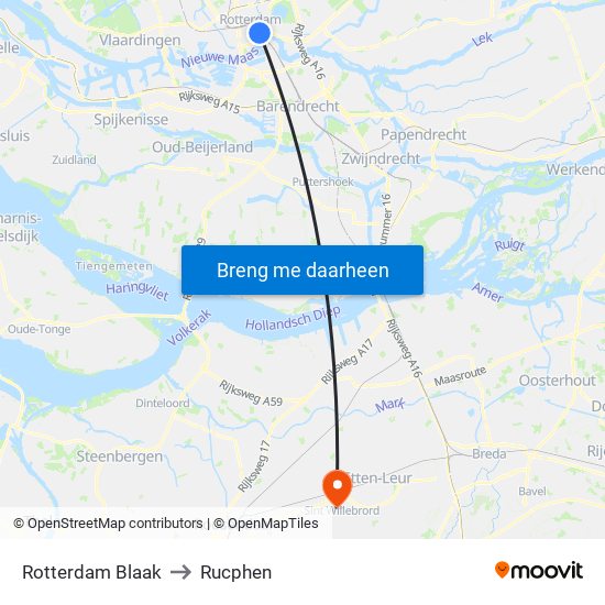 Rotterdam Blaak to Rucphen map