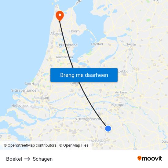 Boekel to Schagen map