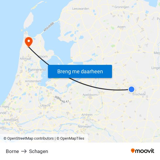 Borne to Schagen map