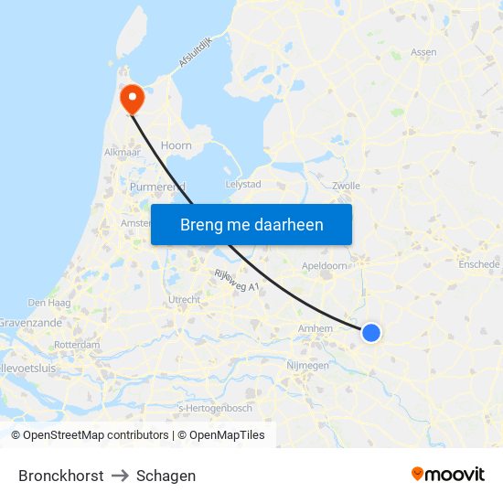 Bronckhorst to Schagen map