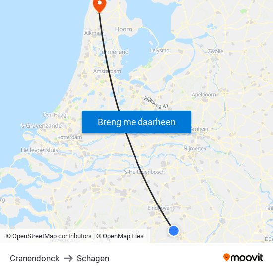 Cranendonck to Schagen map