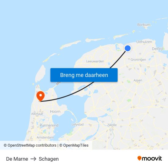 De Marne to Schagen map