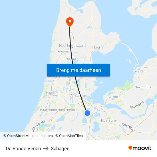 De Ronde Venen to Schagen map