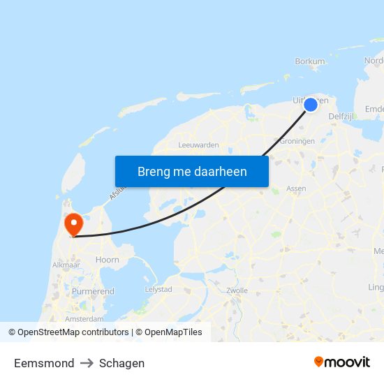Eemsmond to Schagen map