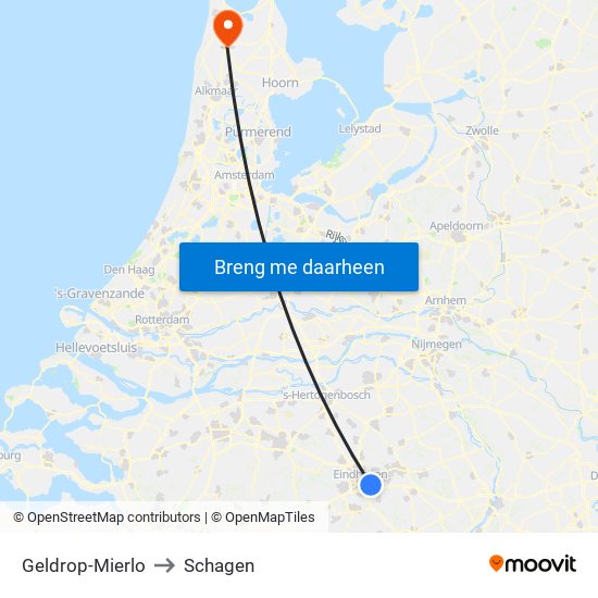 Geldrop-Mierlo to Schagen map