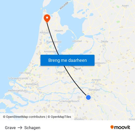 Grave to Schagen map