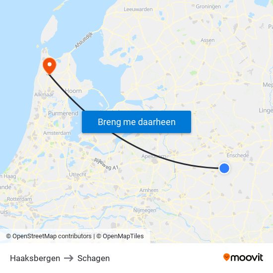 Haaksbergen to Schagen map