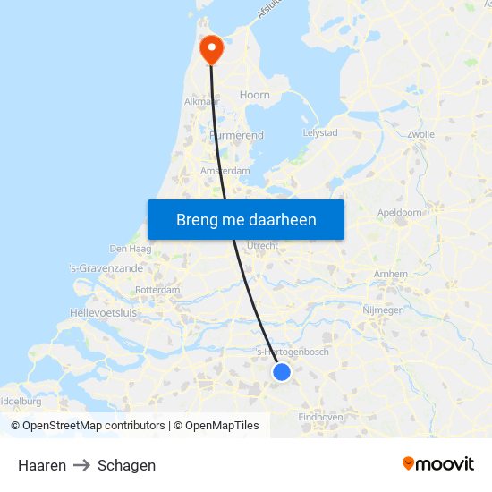 Haaren to Schagen map