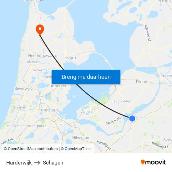 Harderwijk to Schagen map