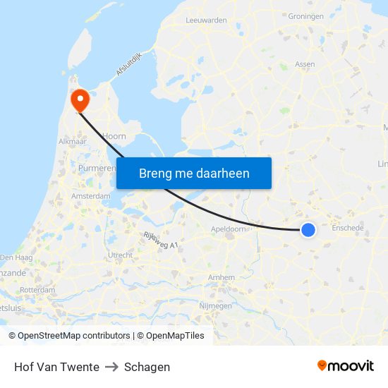 Hof Van Twente to Schagen map