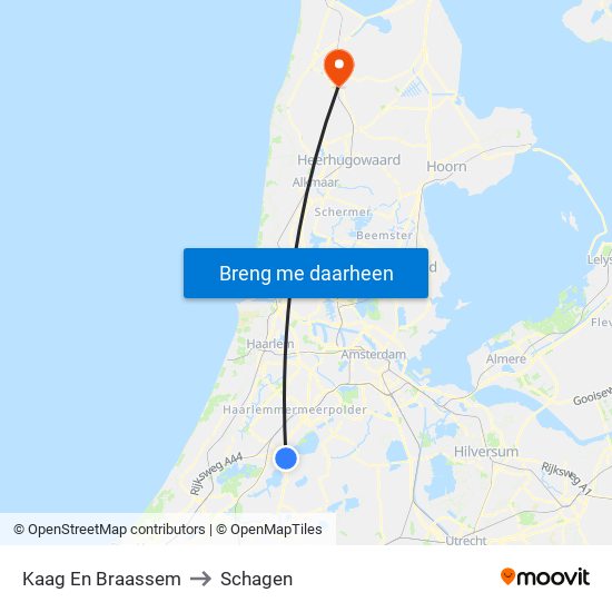 Kaag En Braassem to Schagen map