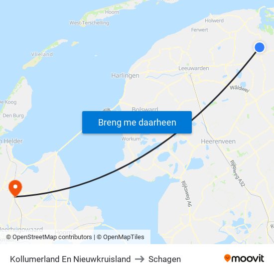 Kollumerland En Nieuwkruisland to Schagen map