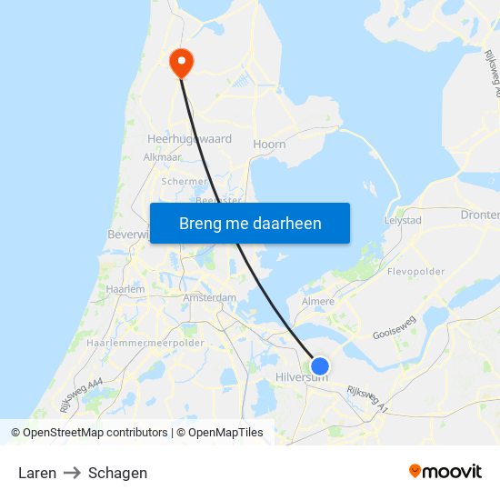 Laren to Schagen map