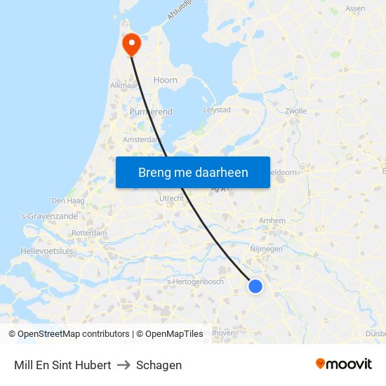 Mill En Sint Hubert to Schagen map