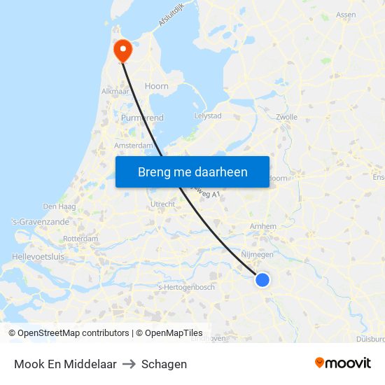 Mook En Middelaar to Schagen map