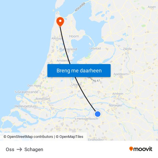 Oss to Schagen map