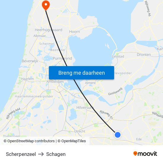 Scherpenzeel to Schagen map