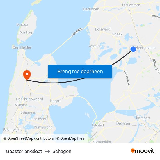 Gaasterlân-Sleat to Schagen map