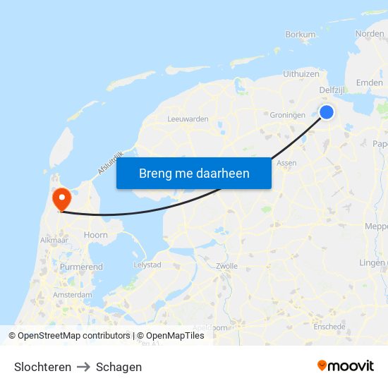 Slochteren to Schagen map