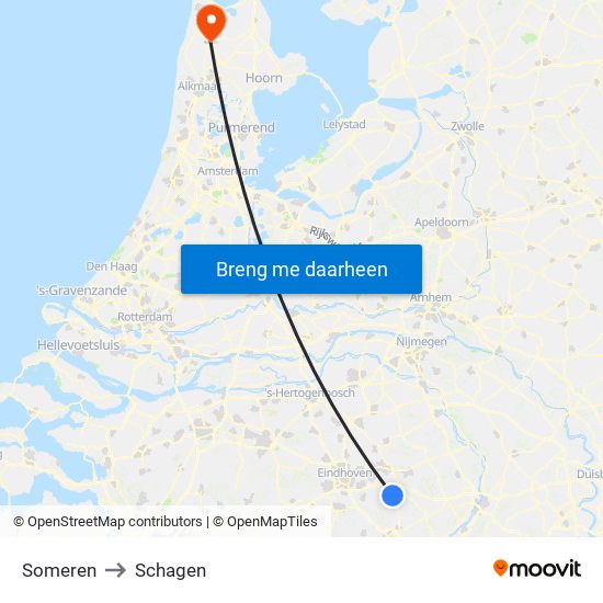 Someren to Schagen map