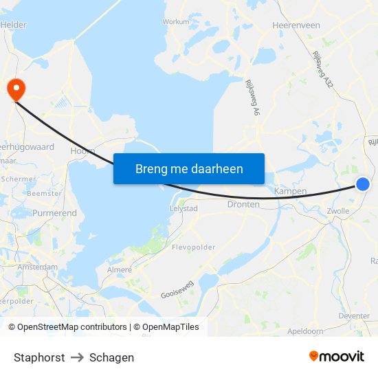 Staphorst to Schagen map