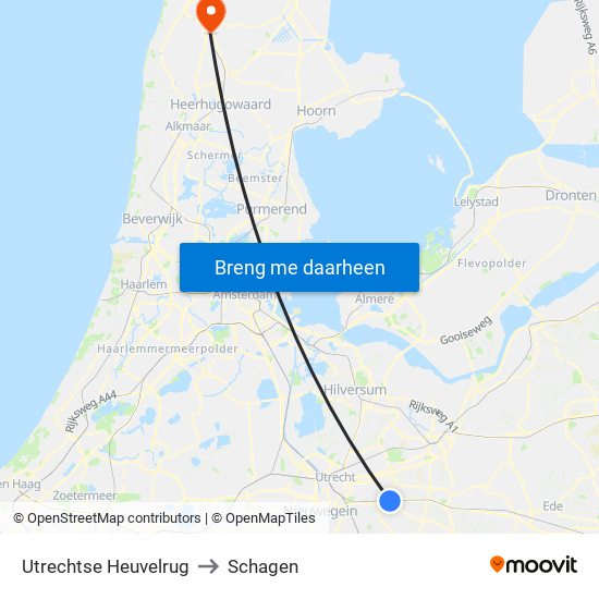 Utrechtse Heuvelrug to Schagen map