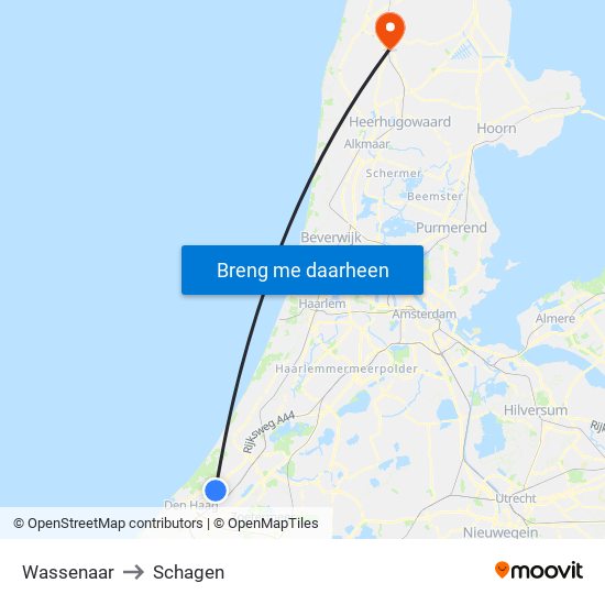 Wassenaar to Schagen map