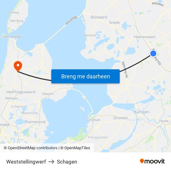 Weststellingwerf to Schagen map