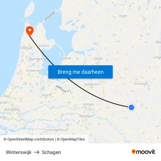 Winterswijk to Schagen map